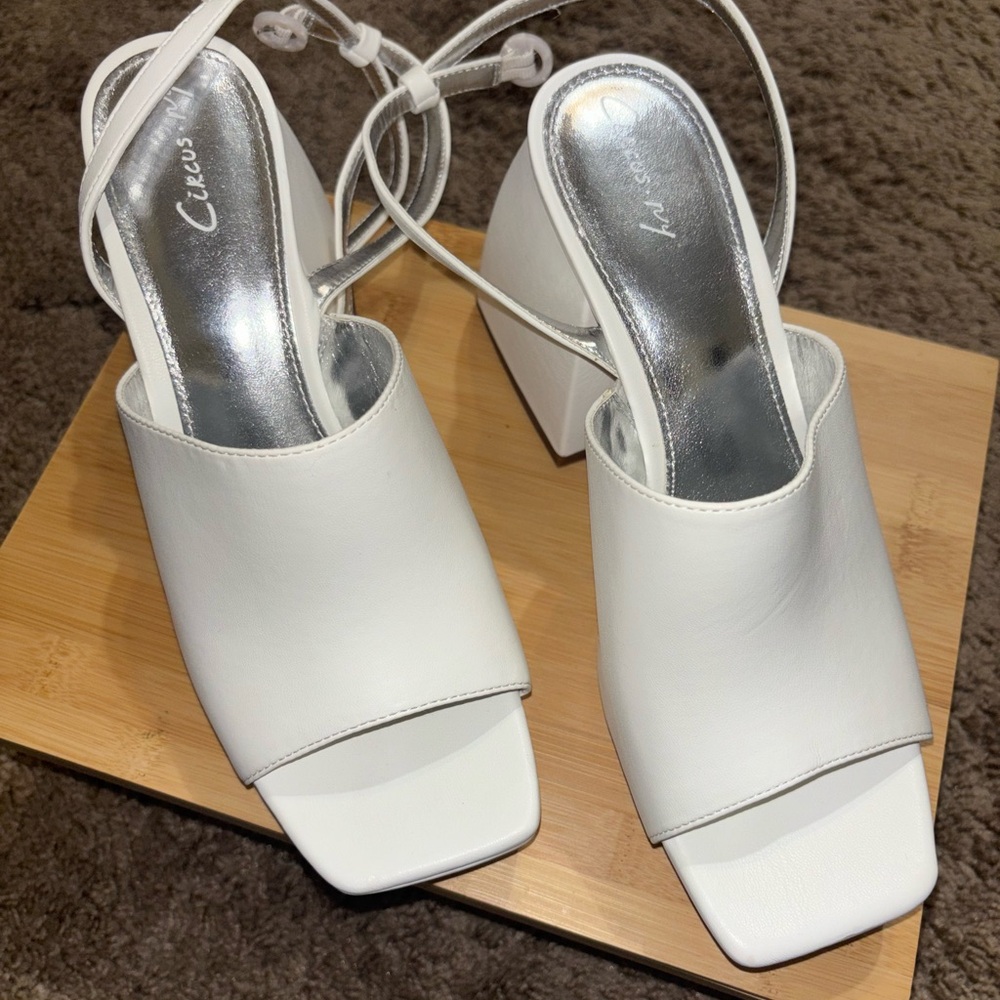 White Women's Block Heel Sandals